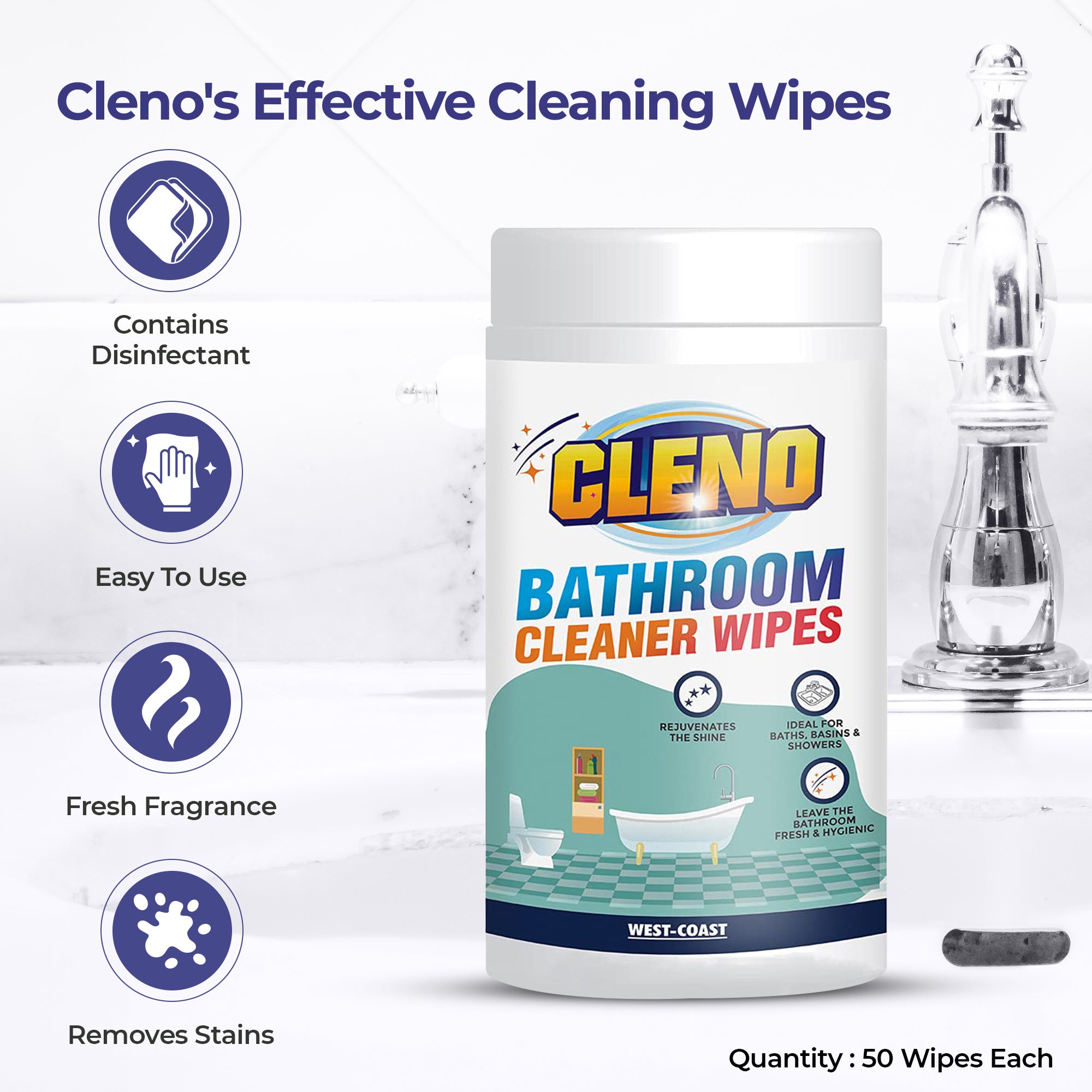 Cleno Bathroom Cleaner Wipes - Portable cleaning solution