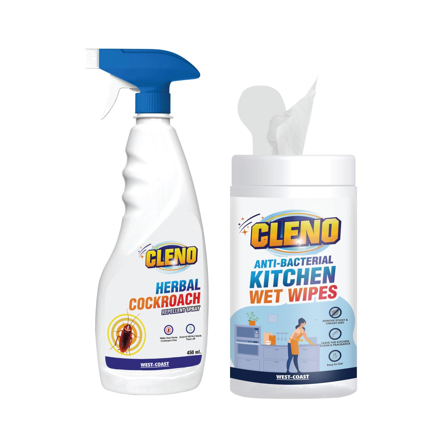 Cleno wipes and spray - ideal for kitchen maintenance