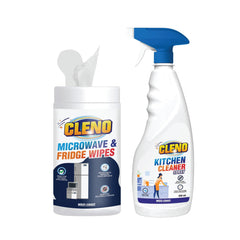 Cleno Microwave Fridge Wet Wipes - 50 Wipes & Kitchen Cleaner Spray - 450 ml Combo