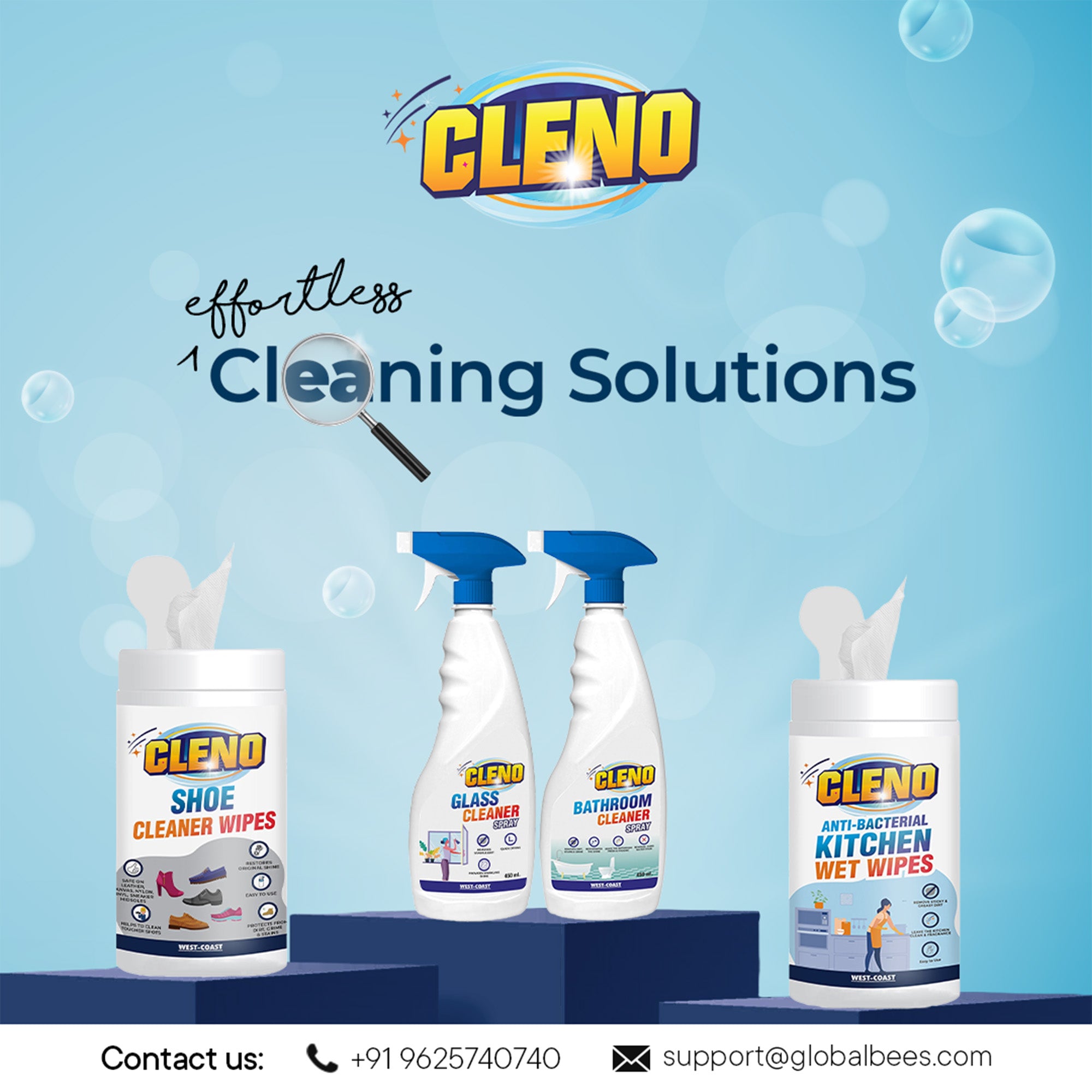 Cleno bathroom cleaner wet wipes - cleaning bathroom surfaces