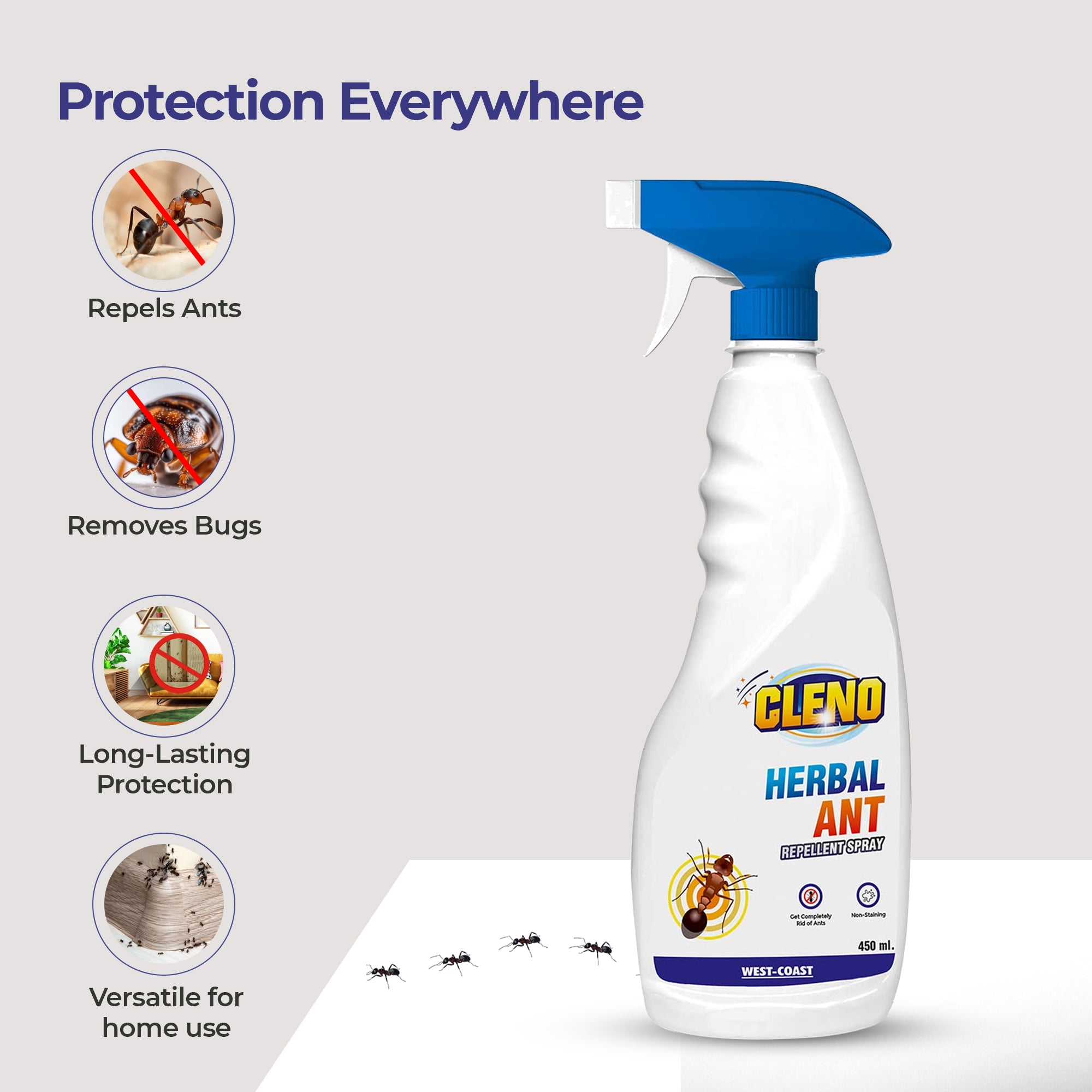 Cleno Herbal Ant Repellent Spray - Easy application for indoor use