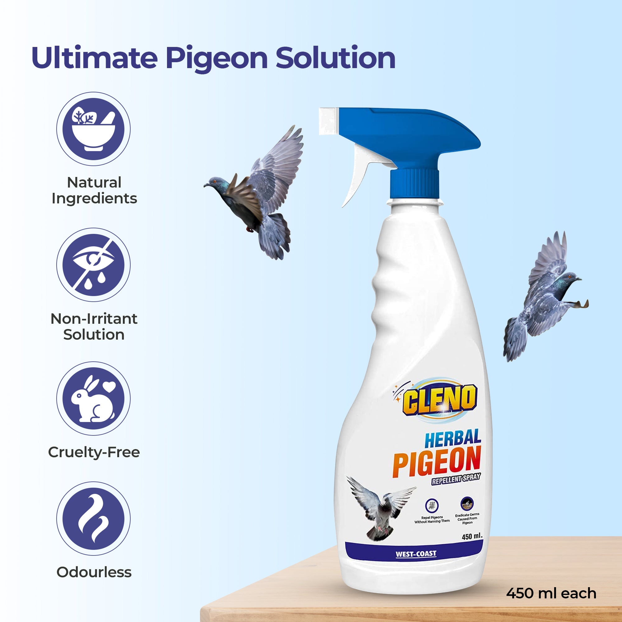 Cleno herbal pigeon repellent spray - effective against pigeons