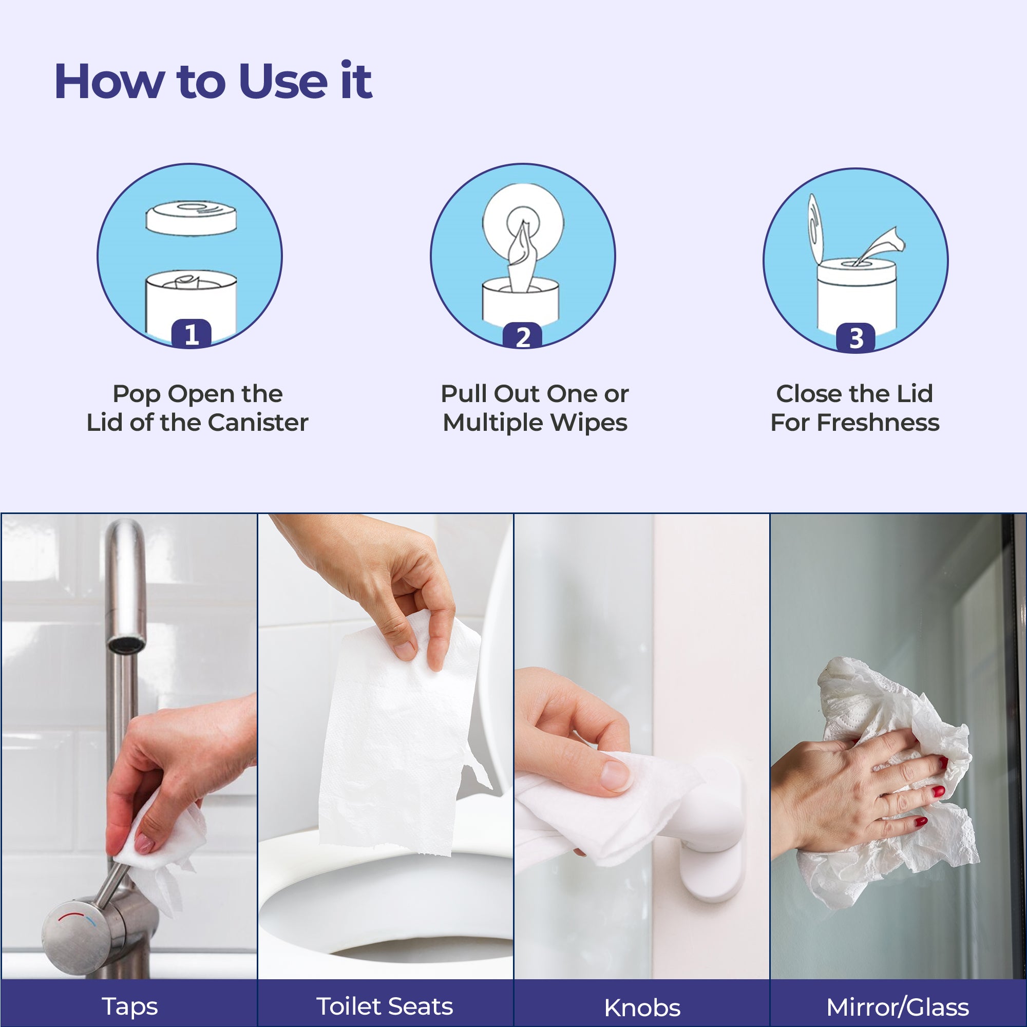 Cleno Bathroom Cleaner Wipes - Daily bathroom maintenance