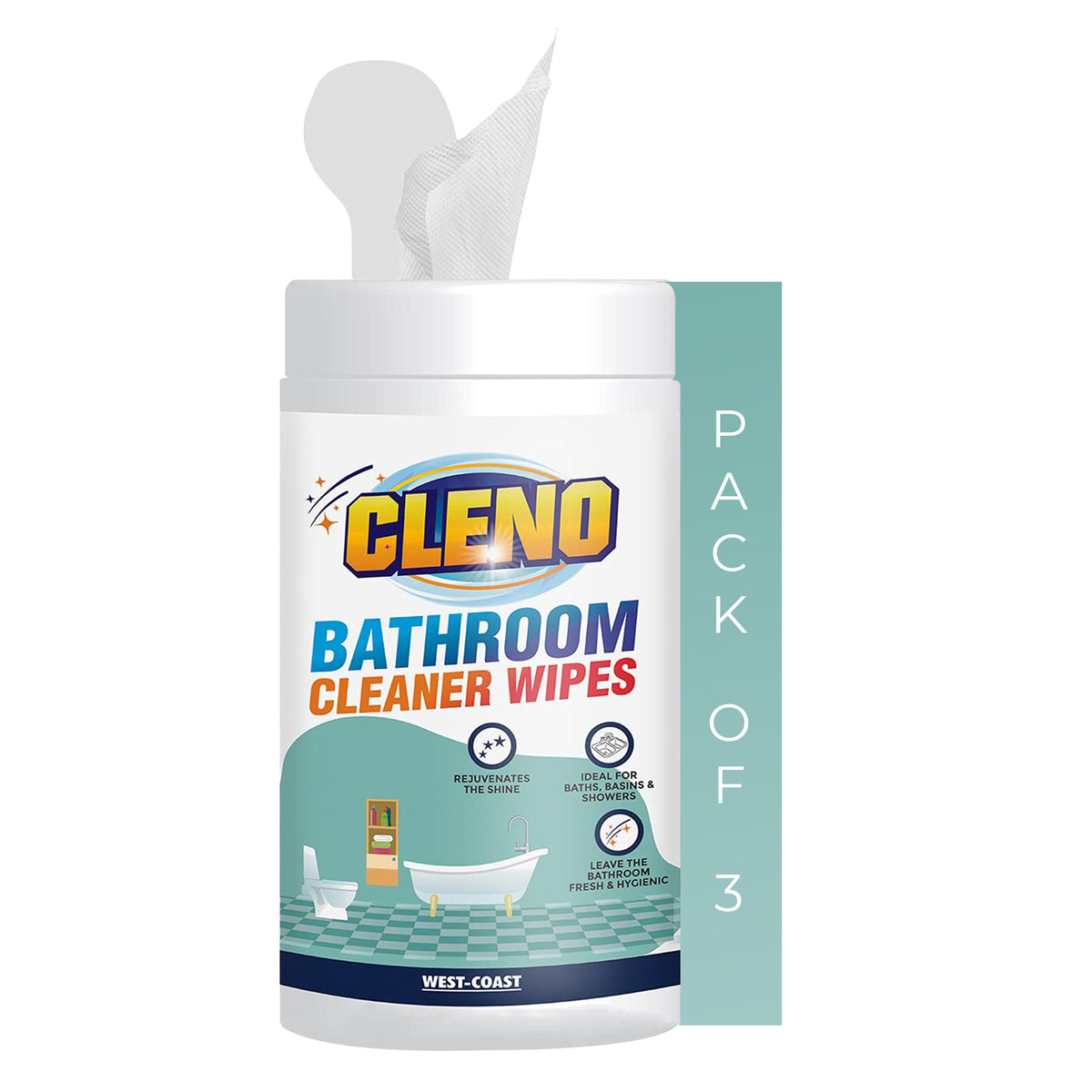 Cleno Bathroom Cleaner Wipes - Refreshing scent for bathrooms