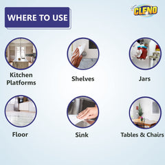 Cleno Kitchen Wet Wipes to Clean Sticky, Greasy Dirt on Platform, Shelves, Jars, Floor & Sink - 50 Wipes (Ready to Use) (Pack of 100)