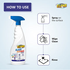 Cleno Glass Cleaner Spray Cleans Tabletops/Mirrors/Glass-Windows/Fridge/Oven/Kitchen Cabinets/Furniture/Car Windows- 450ml (Ready to Use) (Pack of 50)