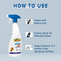 Cleno Herbal Ant Repellent Spray|Kills and Repels Ants, Roaches, Fleas and More - 450 ml (Ready to Use) White