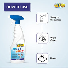 Cleno Mold & Mildew Cleaner Spray Cleans Stains, Bath Tubs, Wash Basin, Hard Surfaces, Walls, Bathroom Tiles, Silicone Sealant, Sinks & Plugholes - 450 ml (Ready to Use)