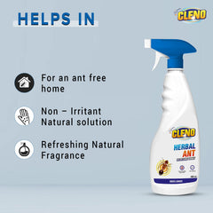 Cleno Herbal Ant Repellent Spray|Kills and Repels Ants, Roaches, Fleas and More - 450 ml (Ready to Use) White