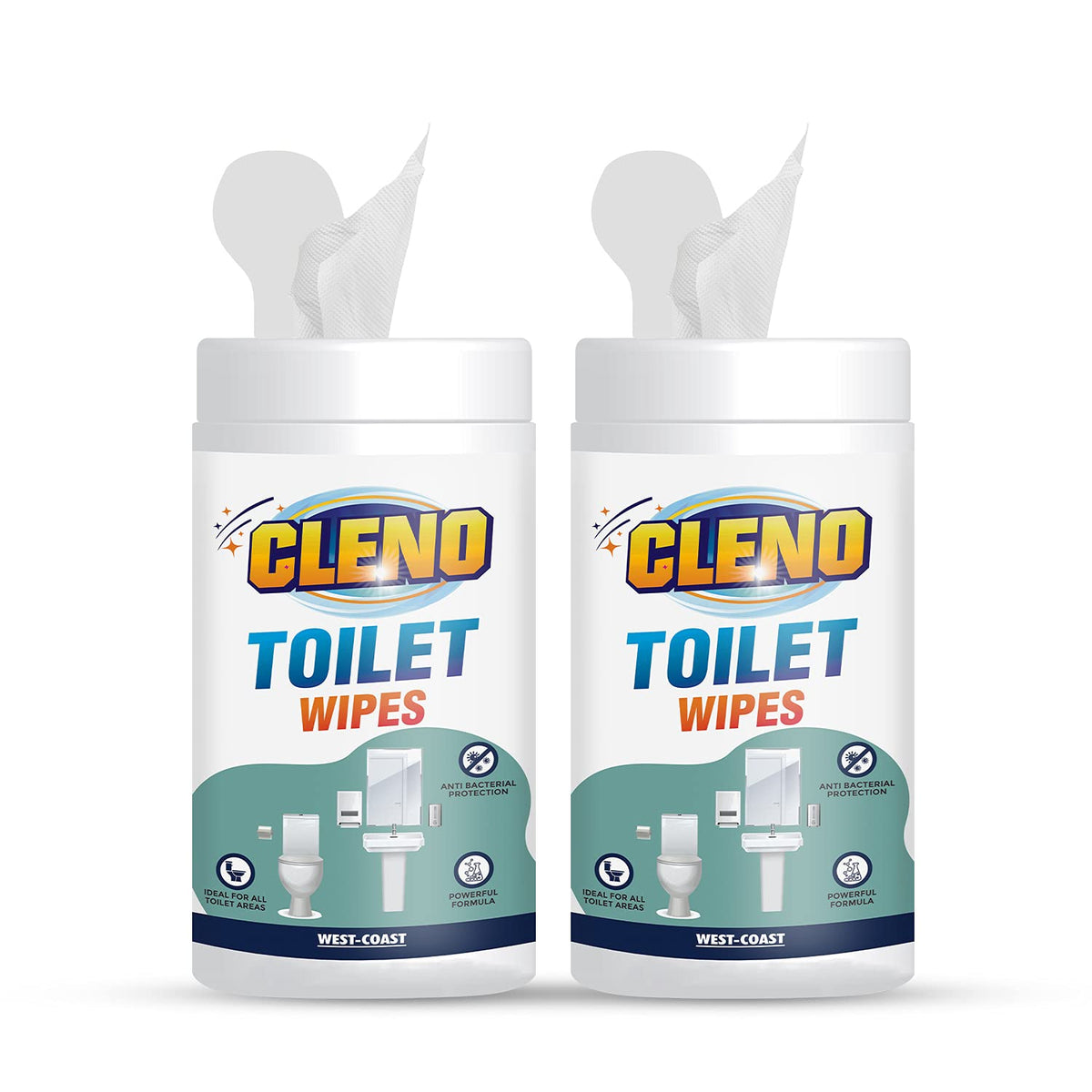 Cleno Toilet Cleaning Wet Wipes For all Toilet Areas like Toilet Commode/Toilet Seats/Flush/Knobs/Wash-basin - 50 Wipes (Pack of 2) (Ready to Use) (654)