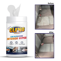 Cleno Car Ultrashine Interior Wipes - 50 Wipes Ready-to-Use Cleaning Essentials | Restore & Protect Your Car's Original Appearance | Ultimate Car Cleaning Kit