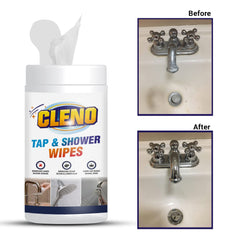 Cleno Tap and Shower Wipes | Hard Water Stain Remover for Tap & Shower | Water Spot Cleaner – 50 - Wipes (Pack of 2) (Ready to Use)