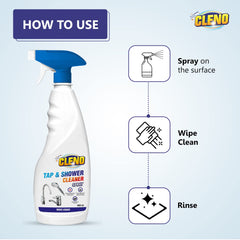 Cleno Tap & Shower Cleaner Spray to Clean Bathroom, Kitchen Tap, Shower, Faucet. Removes Limescale & Hard Water Spot, Soap Scum, Water Stains, Scaling - 450ml (Ready to Use) (Pack of 5)