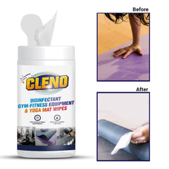 Cleno Disinfectant Gym Fitness Equipment & Yoga Mat Wet Wipes | Wipe Away Sweat and Dirt – 50 - Wipes (Ready to Use)