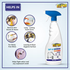 Cleno Tap & Shower Cleaner Spray to Clean Bathroom, Kitchen Tap, Shower, Faucet. Removes Limescale & Hard Water Spot, Soap Scum, Water Stains, Scaling - 450ml (Ready to Use) (Pack of 5)