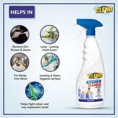 Cleno Kitchen Cleaner Spray Cleans Sticky Dirt from Gas Stove/Kitchen Sink/Slab/Exhaust Fans & Cabinets/Tiles/Platforms/Granite Tops/Stovetops, 450 ml