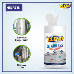 Cleno Stainless Steel Wet Wipes Quickly Cleans/Shines & Protects Cookers/Stove/Refrigerator Dishwashers & Grills Stainless-Steel Surfaces - 50 Wipes (Pack of 3) (Ready to Use)