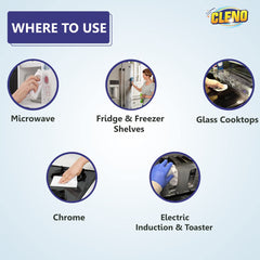 Cleno Microwave & Fridge Wet Wipes Removes Food & Grime Buildup, Quick Spot Cleaning for Shelves, Cooktops, Chrome, Electric Induction or Toaster - 50 Wipes (Ready to Use) (Pack of 3)