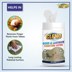 Cleno Wood & Laminate Furniture Wet Wipes Clean, Restore Polish & Protects - Wood Tables/Chairs/Cupboard/Bedroom Furniture/Cabinets/Benches/Doors/Desks- 50 Wipes (Pack of 5) (Ready to Use)